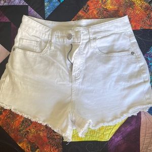 White high rise jean shorts
